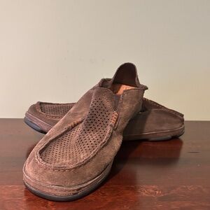 OluKai Men's Brown Suede Slip-Ons